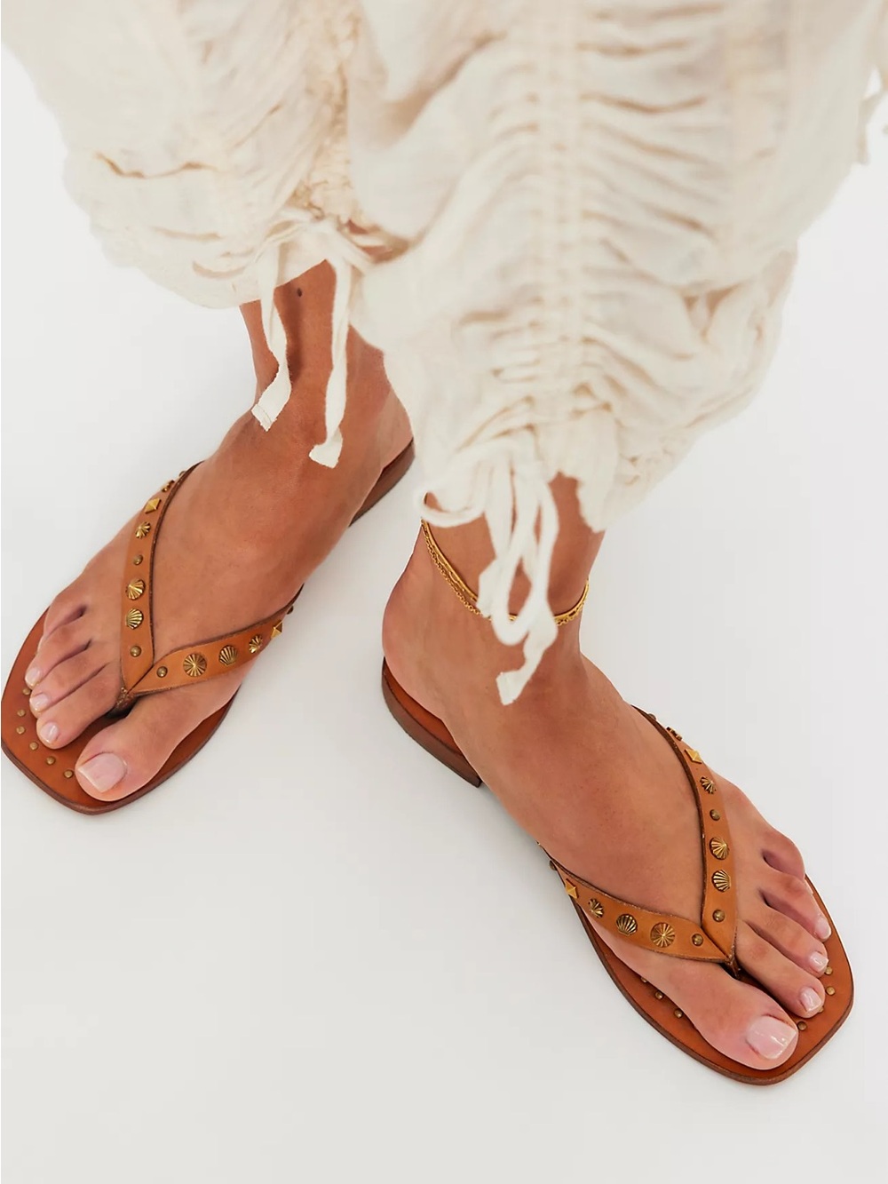 New Free People Tide Studded Leather Flip Flops